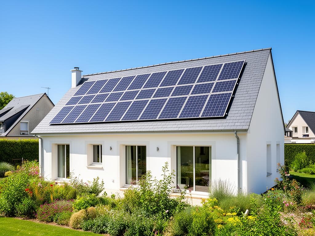 Maison équipée de panneaux solaires